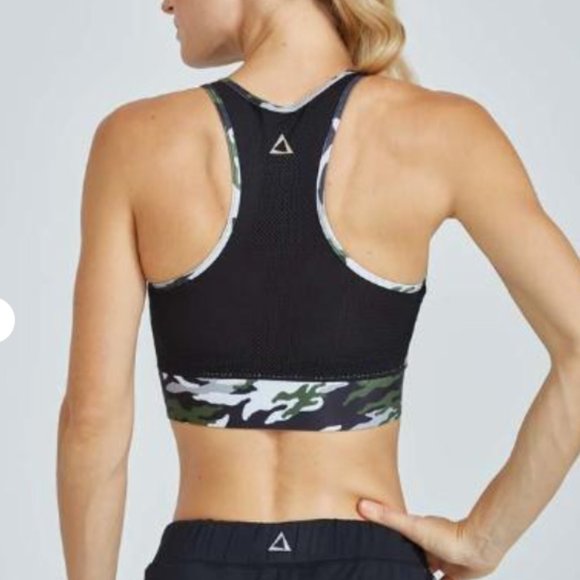 PRISMSPORT Cropped Bra Top Green Patton, Small - Picture 2 of 5